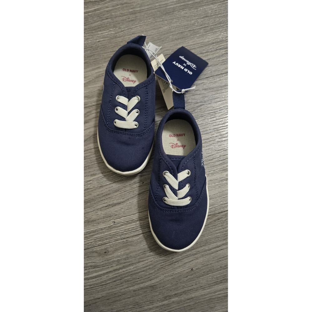 Kids Navy Blue Slip On Sneakers Canvas Casual Shoes White Sole Boys Girls - Picture 3 of 5